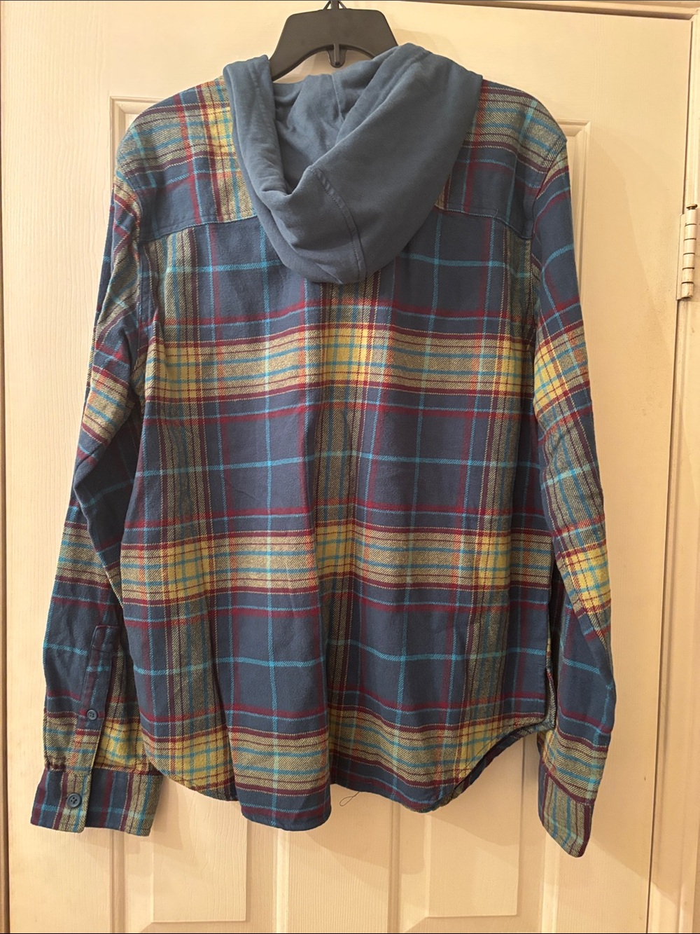 Original Use Hooded Plaid Button-Up Shirt - Blue & Yellow M NWT - Picture 8 of 8